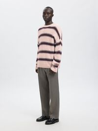 STRIPED KNITTED PULLOVER, Barely Pink, highres