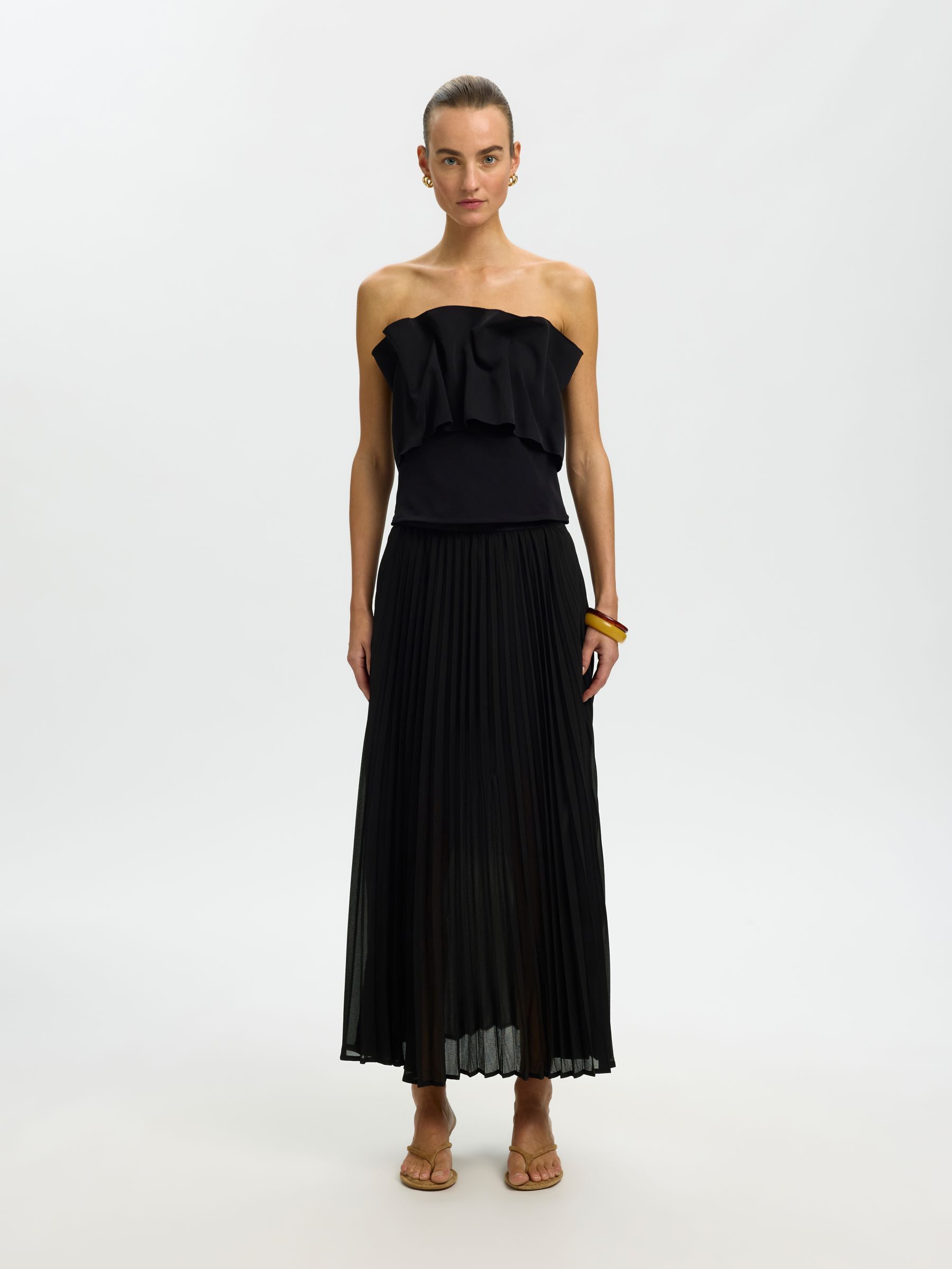 COUPE MIDI JUPE PLISSÉE, Black, highres