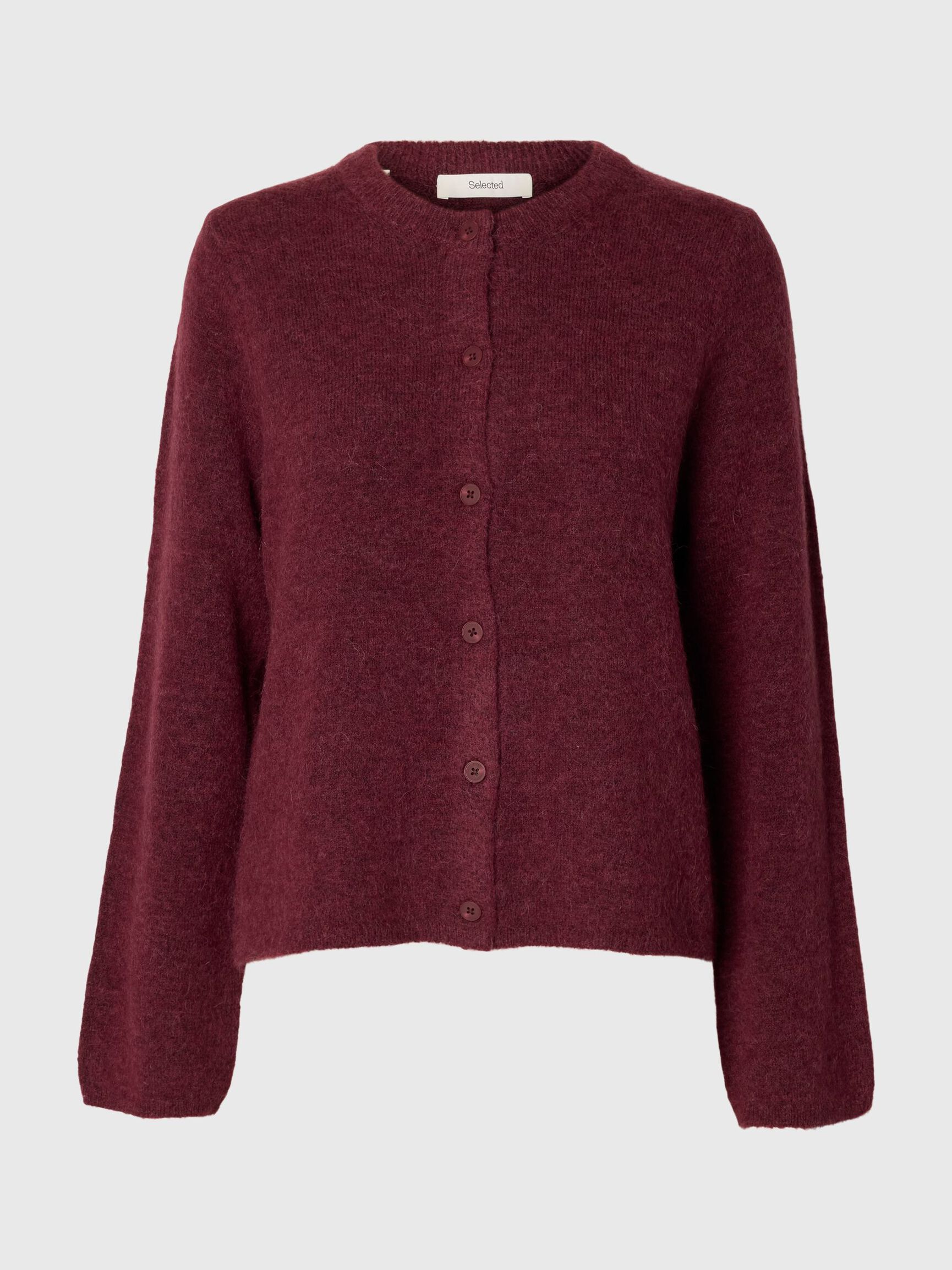 WOOL BLEND CARDIGAN, Tawny Port, highres