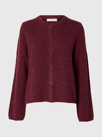WOOL BLEND CARDIGAN, Tawny Port, highres