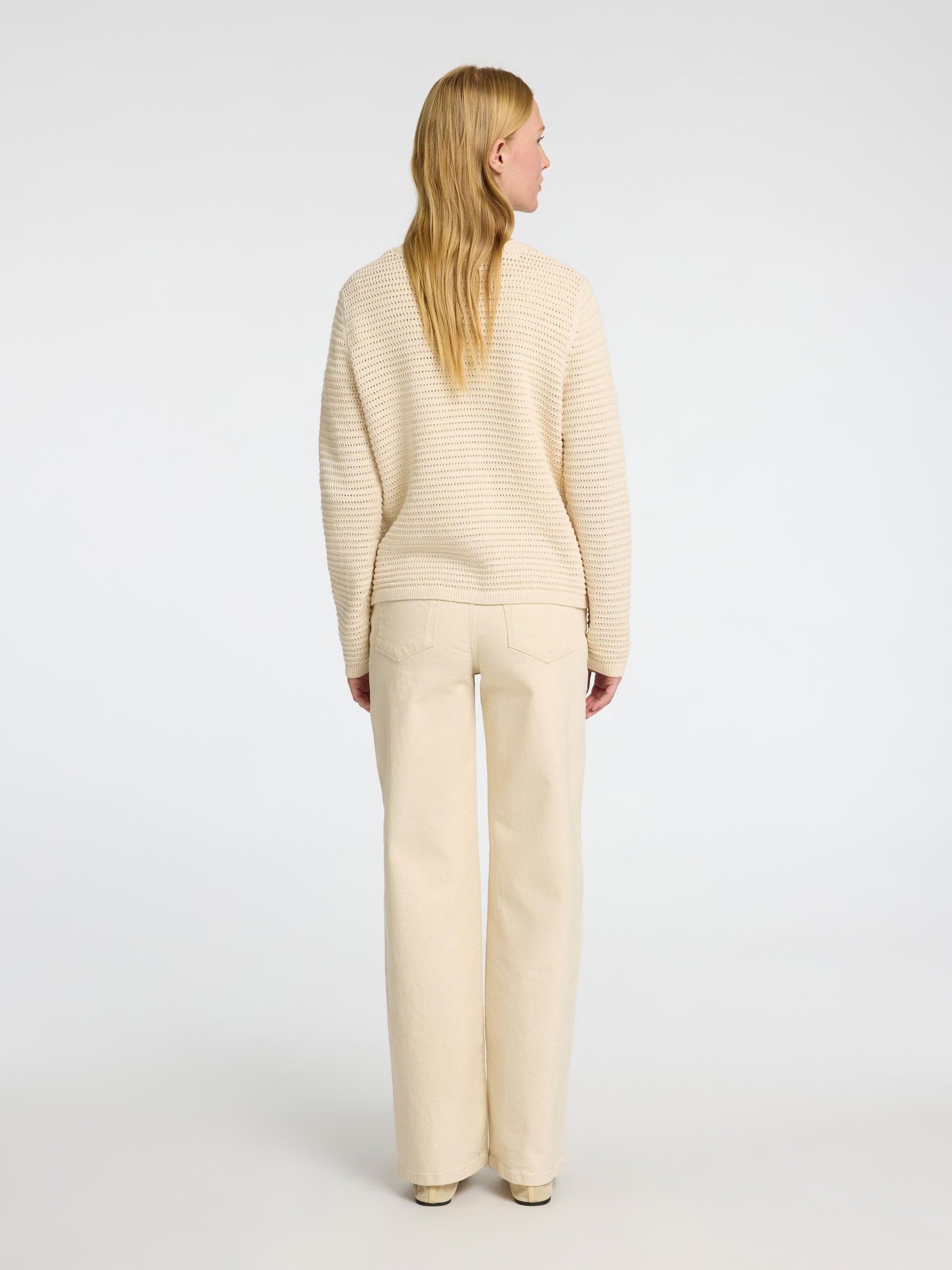100% BOMULL STRIKKET CARDIGAN, Birch, highres