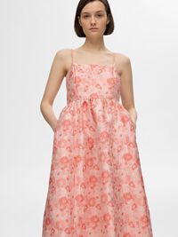GEBLOEMDE JACQUARD MIDI JURK, Cradle Pink, highres