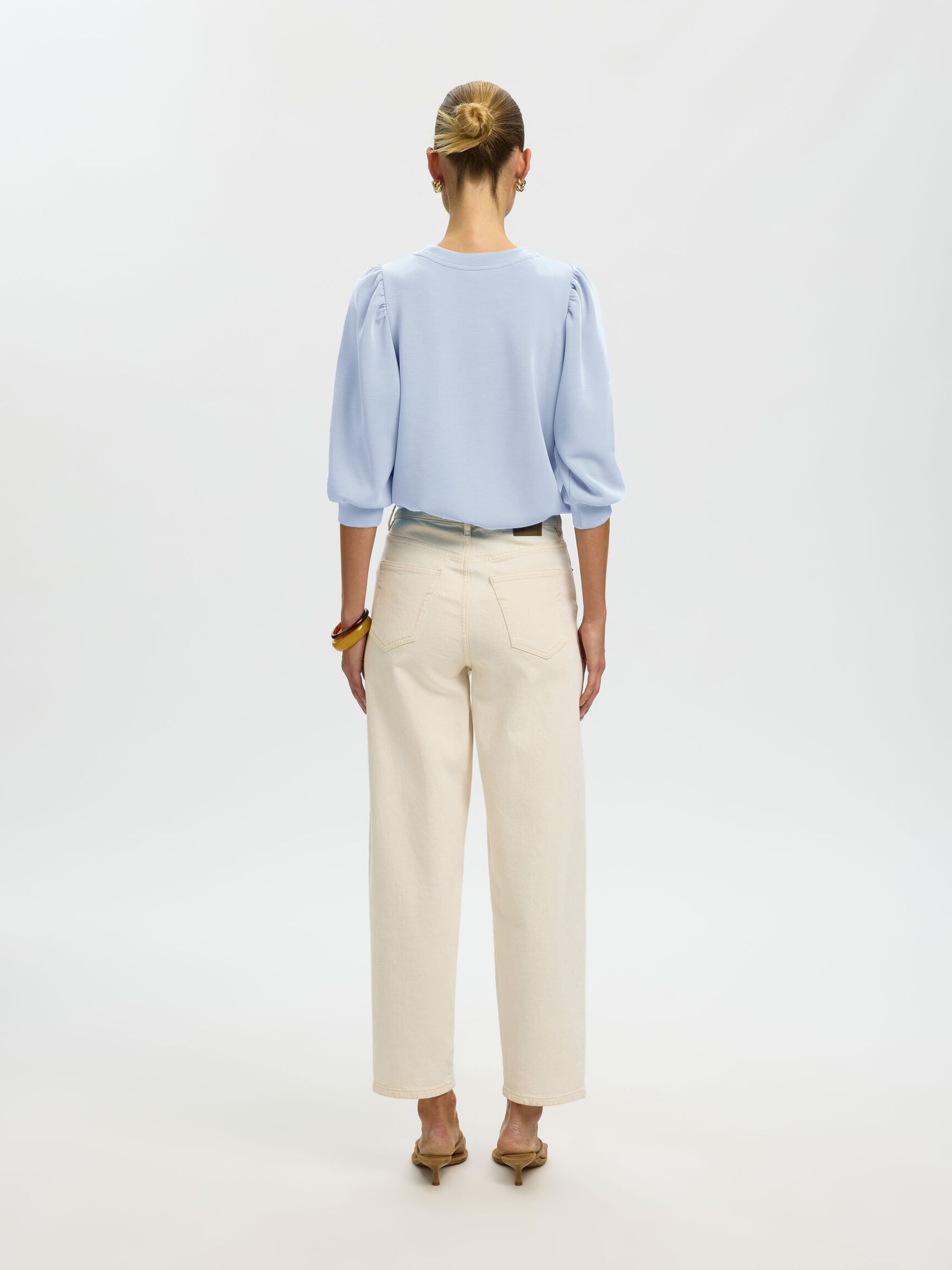 PUFF SLEEVE SWEATSHIRT, Cashmere Blue, highres