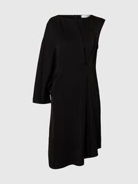 ASYMMETRIC VISCOSE ONE-SHOULDER DRESS, Black, highres