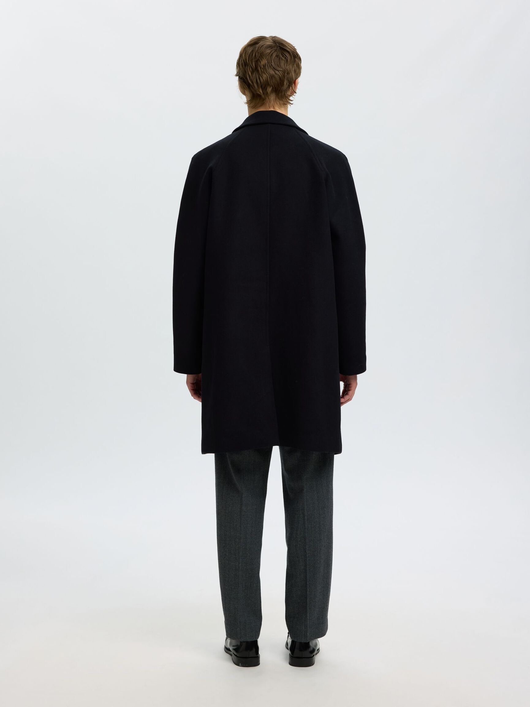 WOOL BLEND COAT, Black, highres