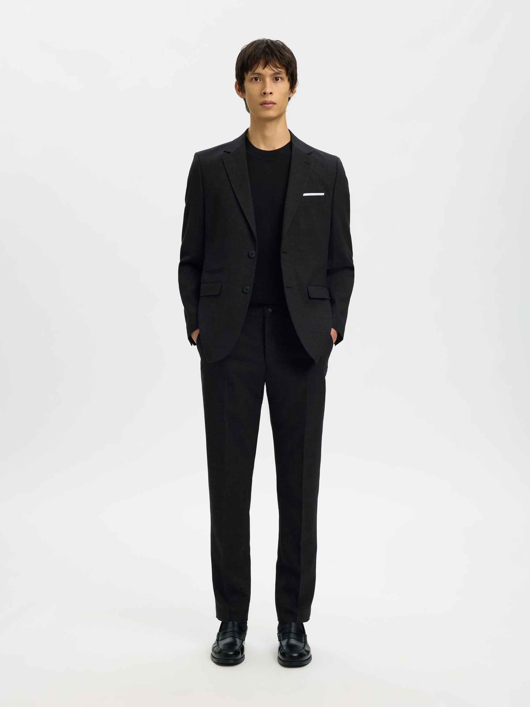 SLIM FIT SINGLE-BREASTED BLAZER, Black, highres