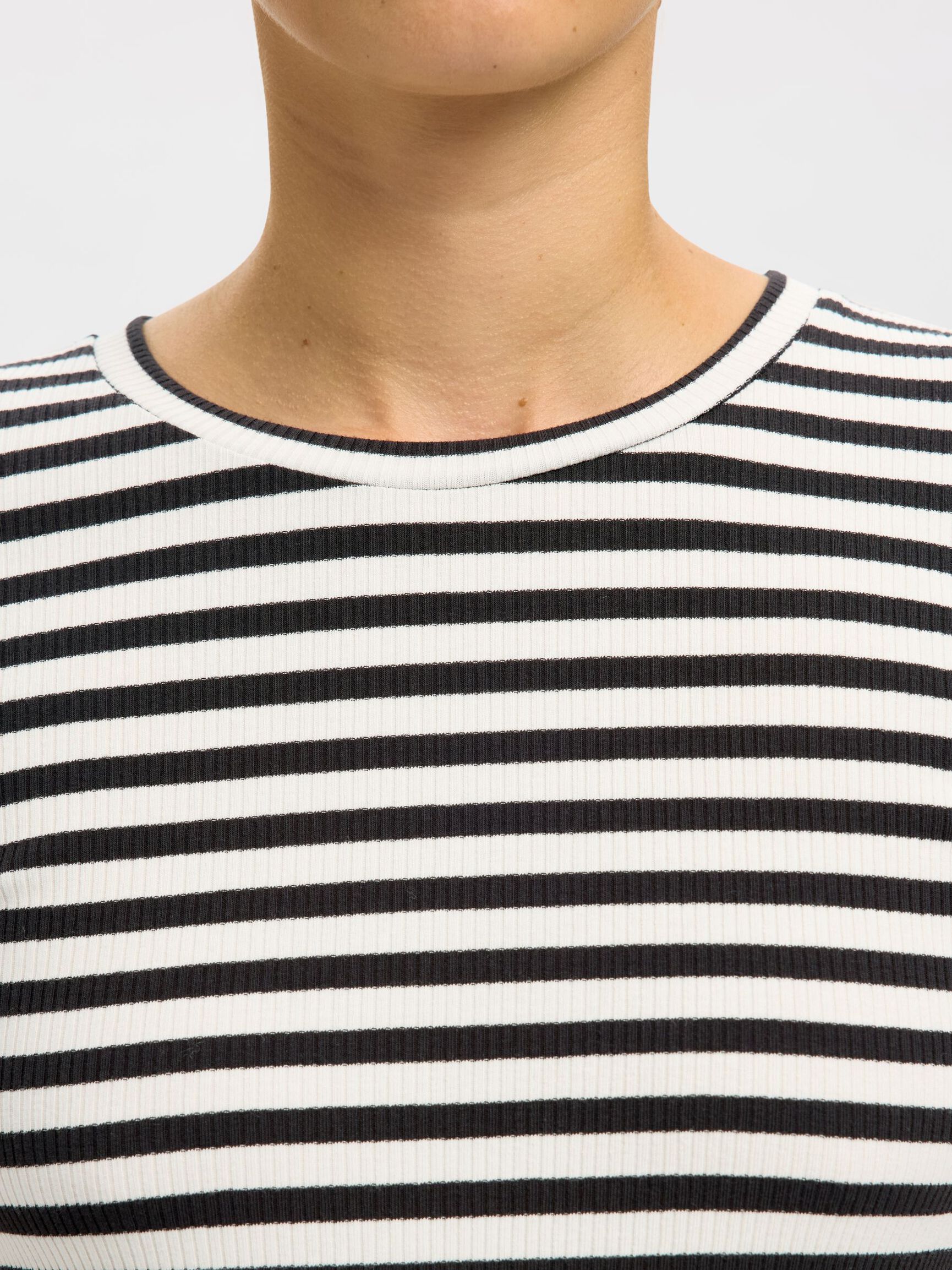 STRIPED LONG-SLEEVED T-SHIRT, Black, highres