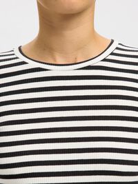 STRIPED LONG-SLEEVED T-SHIRT, Black, highres