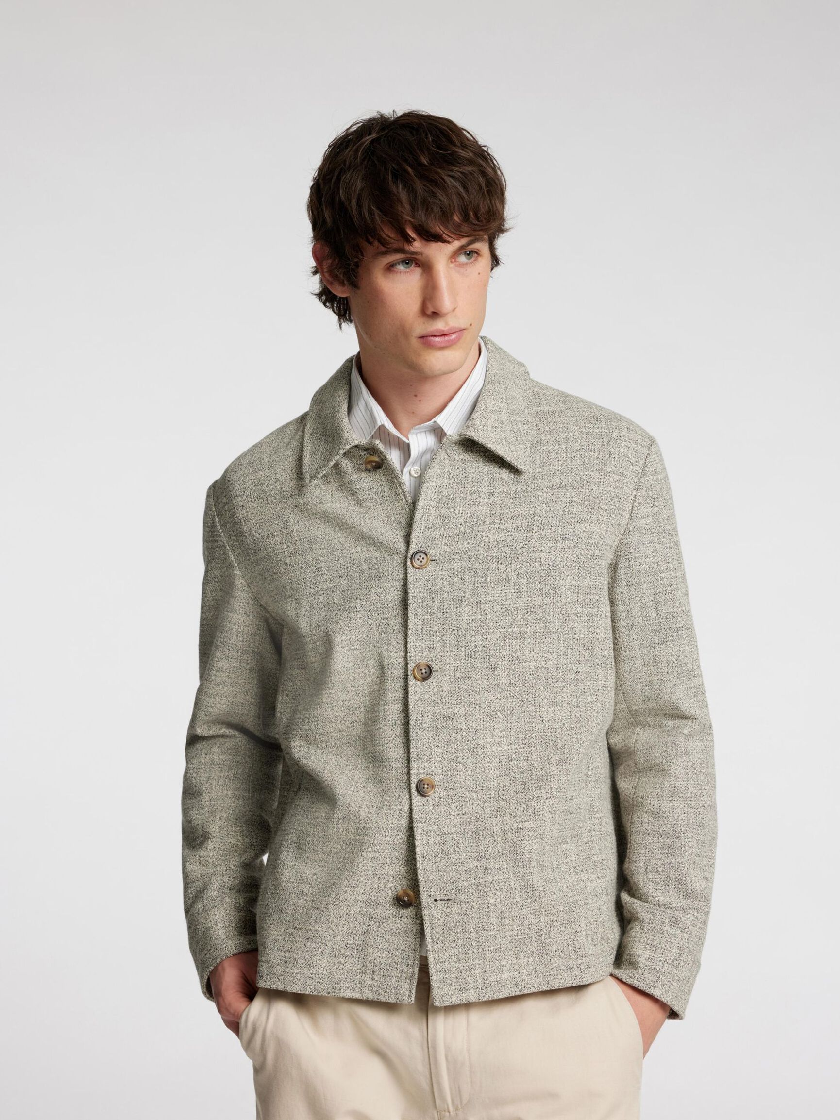 LANGÆRMET OVERSHIRT, Oatmeal, highres