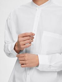 BANDED COLLAR SHIRT, White, highres