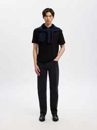ZIPPER POLO SHIRT, Black, highres