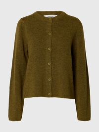 WOOL BLEND CARDIGAN, Fir Green, highres
