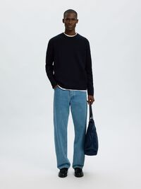 COTTON BLEND PULLOVER, Sky Captain, highres