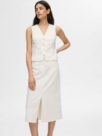 DENIM MIDDELLANGE ROK, Snow White, highres