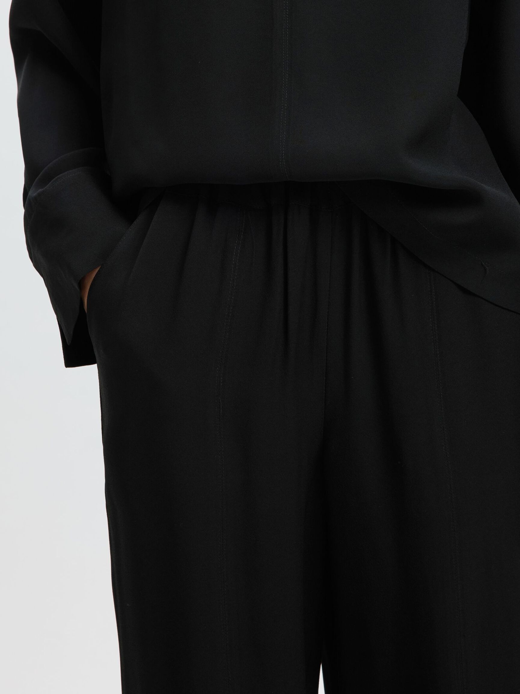 STRAGHT FIT TROUSERS, Black, highres