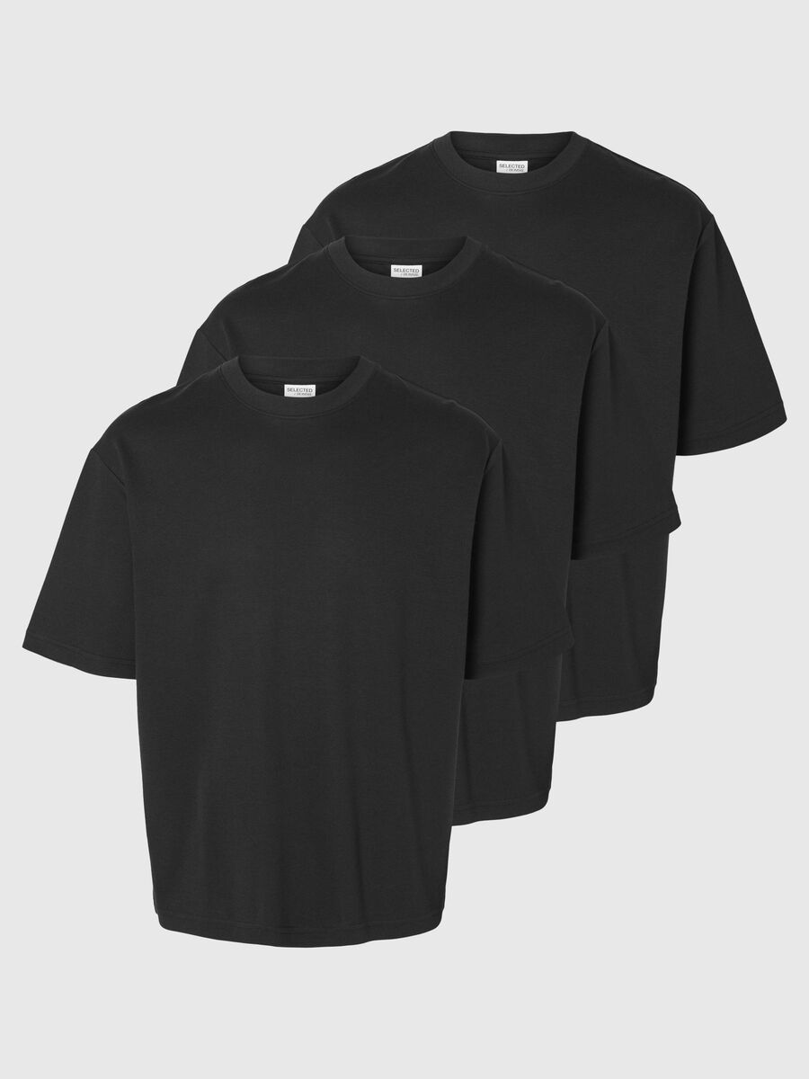 Selected 3 PACK LOOSE FIT T-SHIRT, Black, highres - 16097972_Black_001.jpg