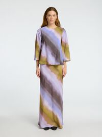 BEDRUKT MAXI ROK, Cornflower Blue, highres