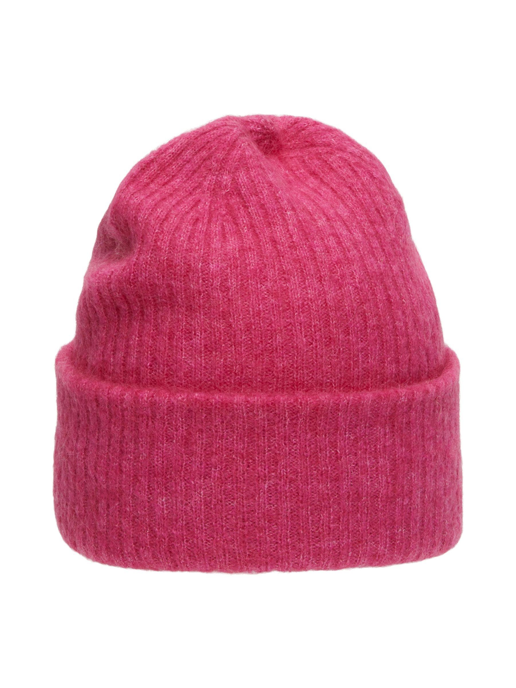 RIBBED WOOL BLEND BEANIE, Fuchsia Purple, highres