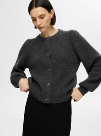 STRUCTURED WOOL BLEND CARDIGAN, Volcanic Ash, highres
