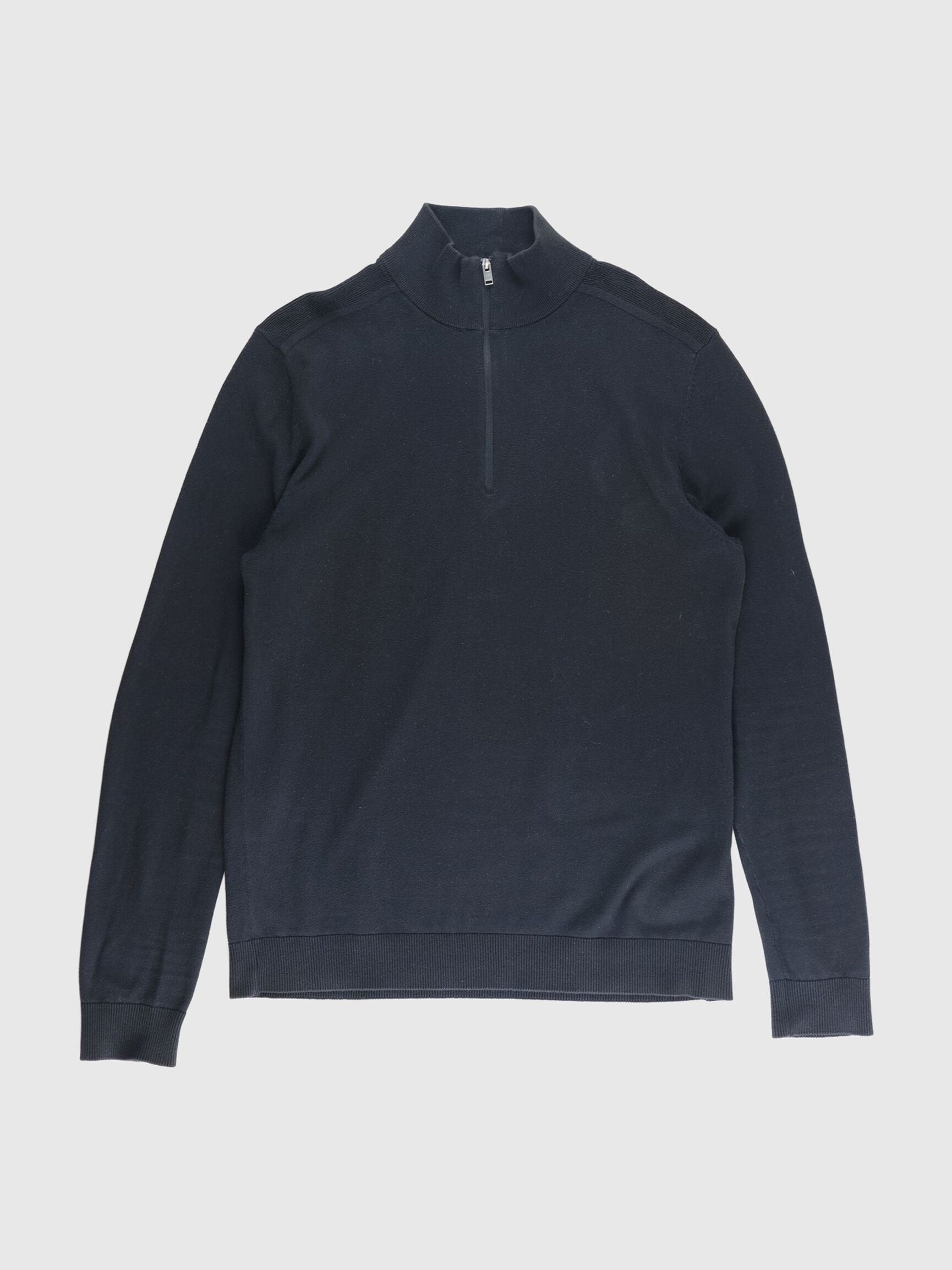 STRIKKET LANGÆRMET POLO, Black, highres