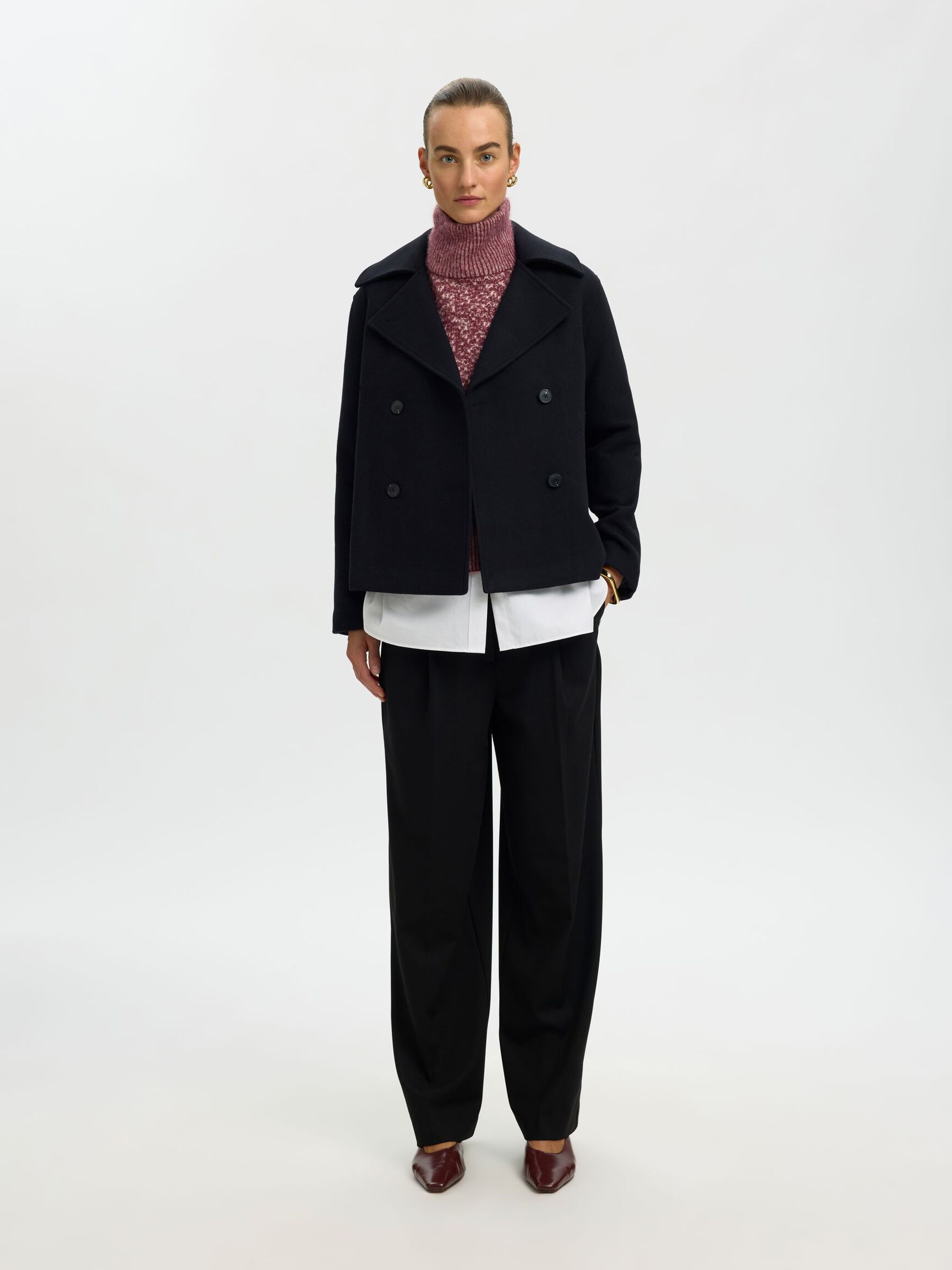 HIGH NECK KNITTED JUMPER, Tawny Port, highres