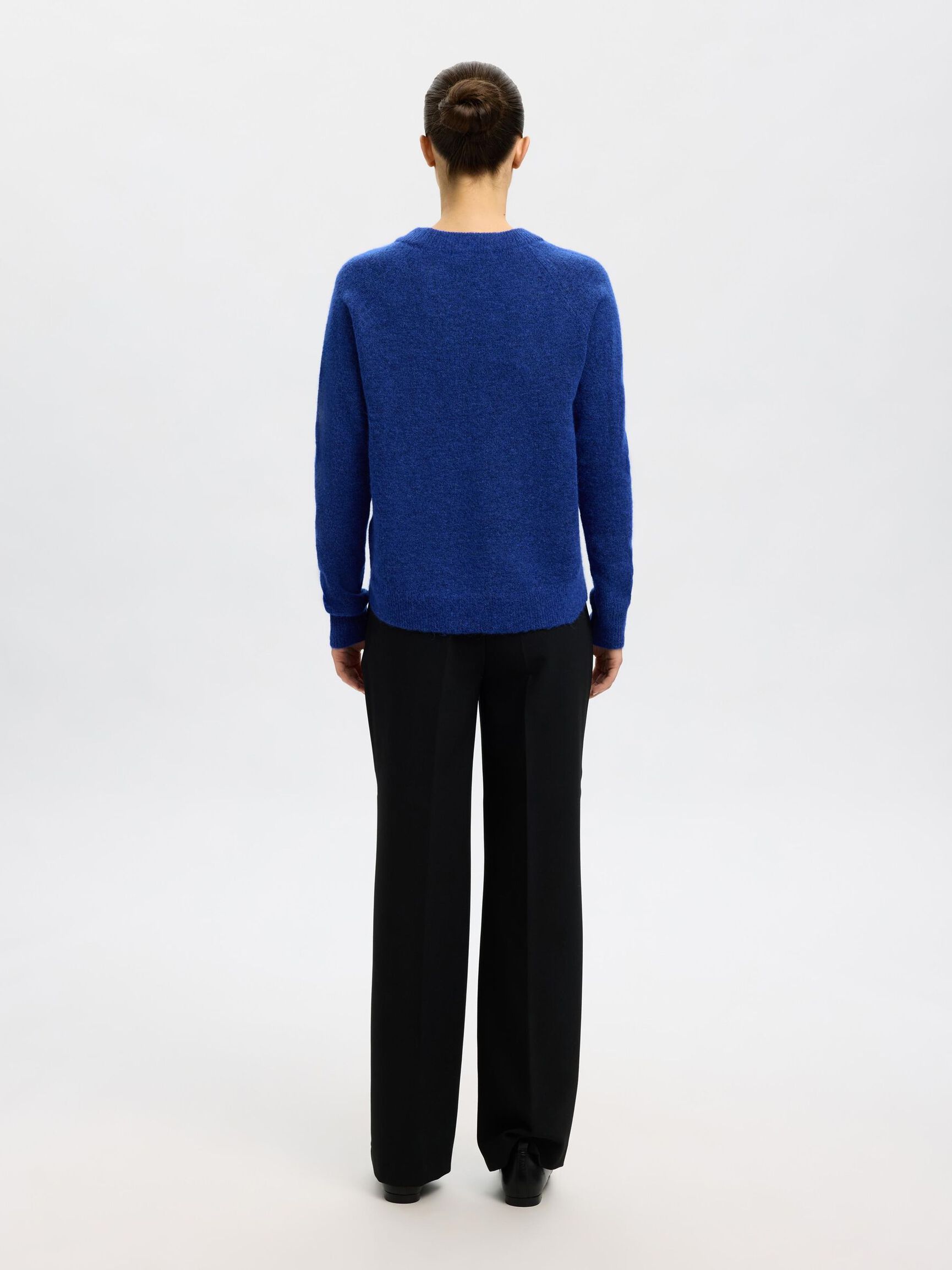 LONG-SLEEVED KNITTED JUMPER, Dazzling Blue, highres