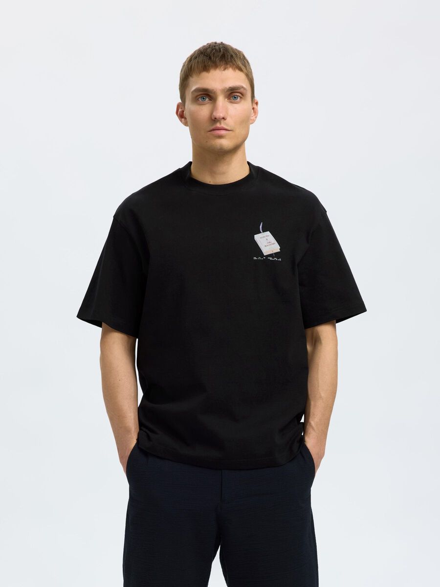 Selected PRINTED CREWNECK T-SHIRT, Black, highres - 16097663_Black_1189122_003.jpg