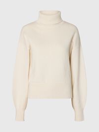 WOOL BLEND TURTLENECK, Egret, highres