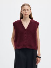 WOOL BLEND KNITTED VEST, Tawny Port, highres