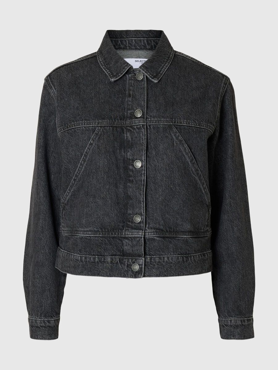 Selected SCHWARZE FADED JEANSJACKE, Black, highres - 16098408_Black_001.jpg