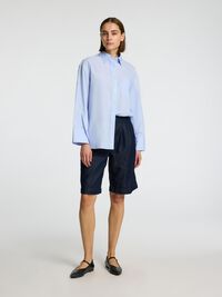 OVERSIZED STRIBET SKJORTE, Cashmere Blue, highres