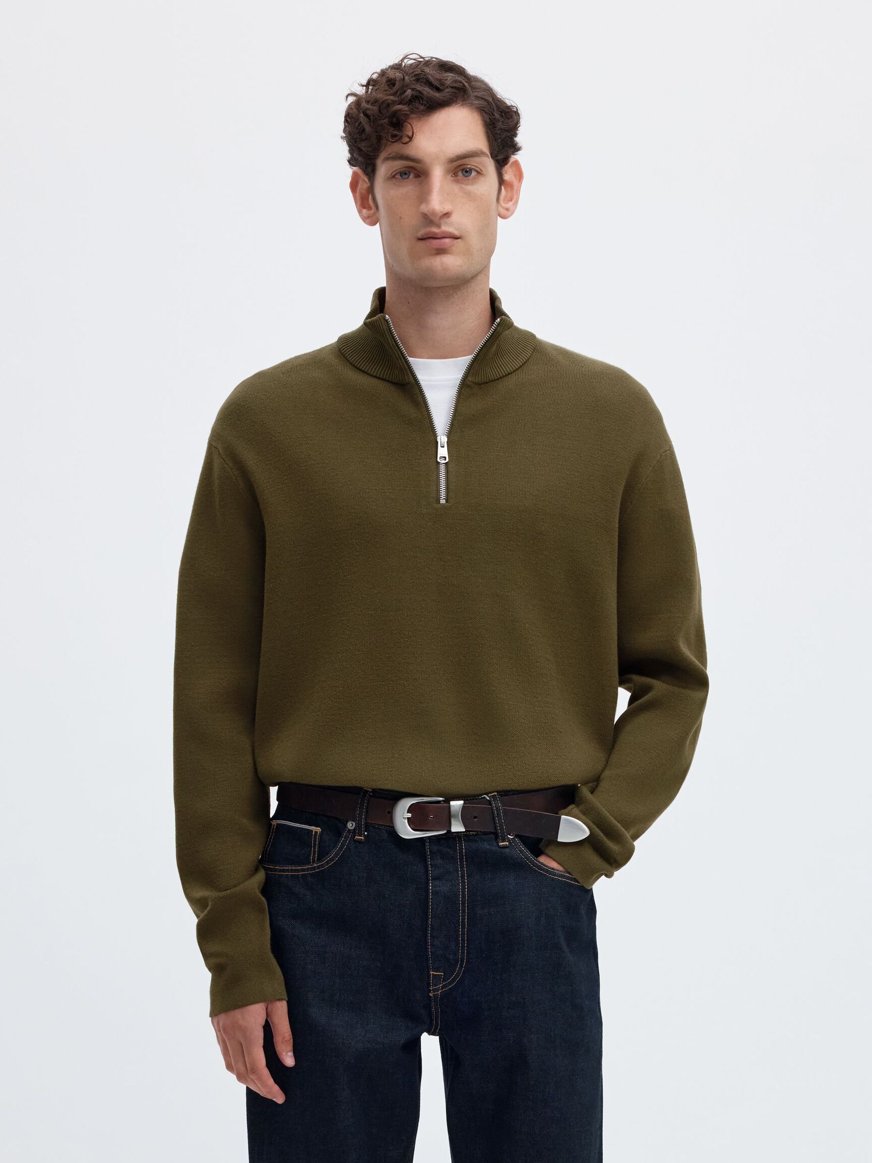 HALF ZIP PULLOVER, Kalamata, highres