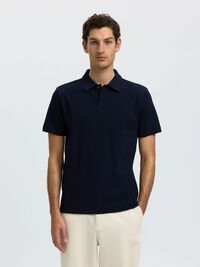 RIBBED POLO SHIRT, Sky Captain, highres