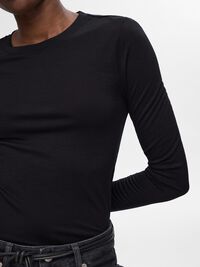 100% WOOL  LONG SLEEVED TOP, Black, highres