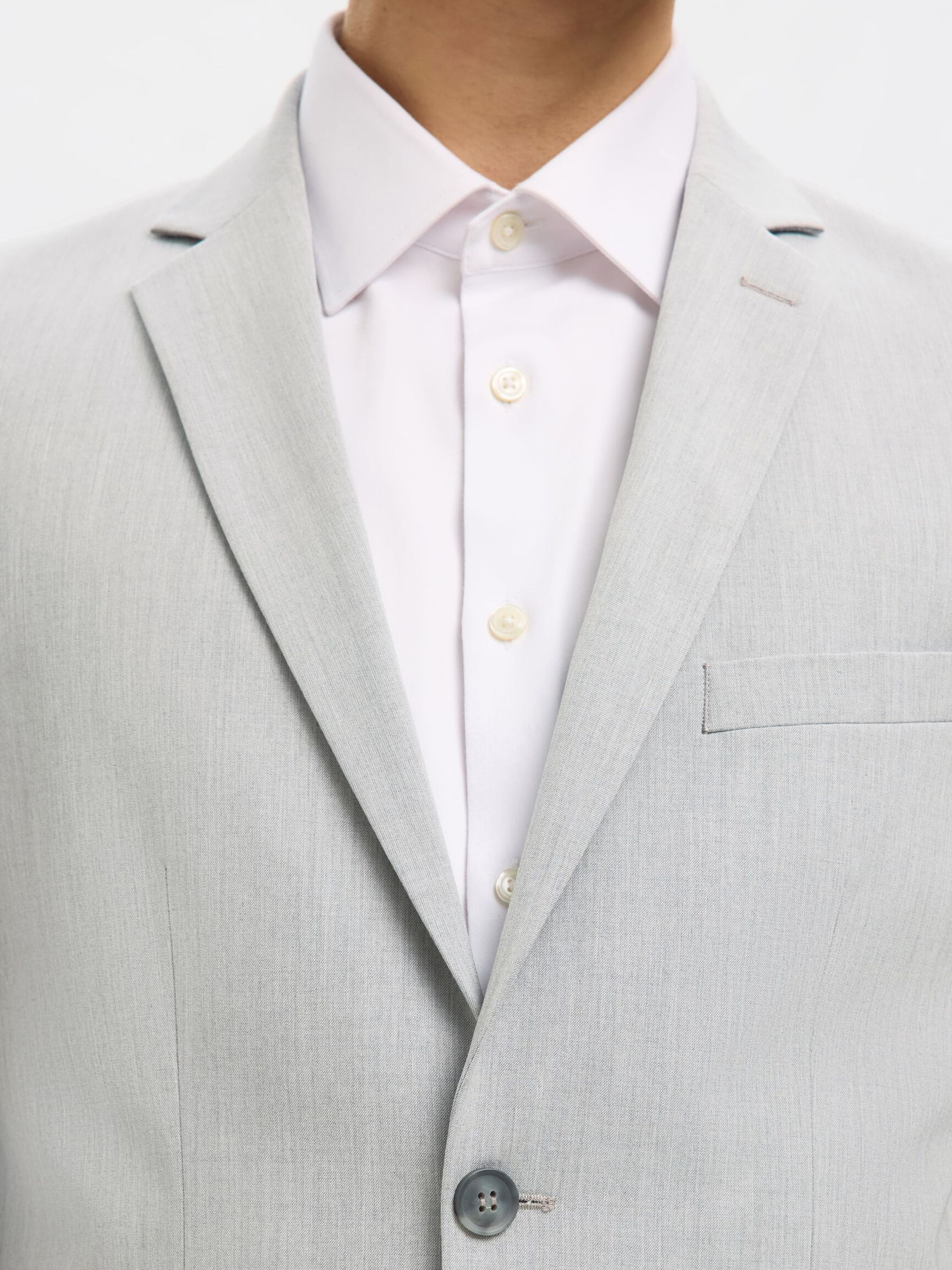 VISCOSE BLEND SLIM FIT BLAZER, Light Grey Melange, highres