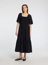 SHORT SLEEVED MAXI DRESS, Black, highres