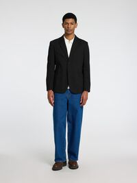 100% COTTON BLAZER, Black, highres