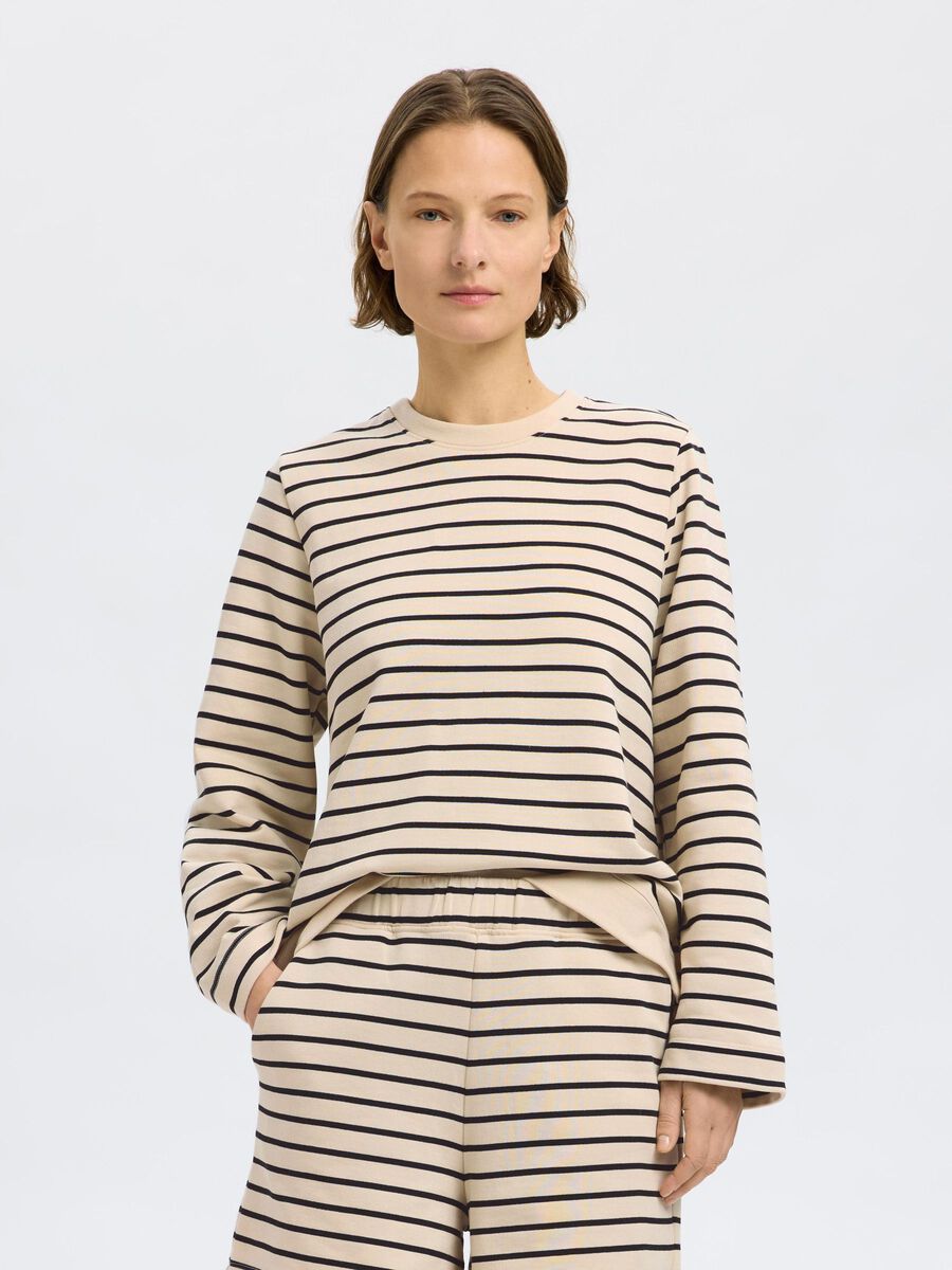 Selected GESTREIFTES BAUMWOLL SWEATSHIRT, Black, highres - 16097830_Black_1185343_003.jpg
