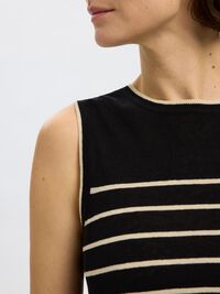 LINNENMIX GEBREIDE TOP, Black, highres