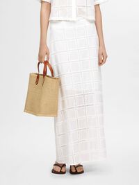 COTTON MAXI SKIRT, Bright White, highres
