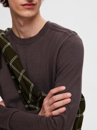 LONG-SLEEVED KNITTED JUMPER, Chocolate Torte, highres