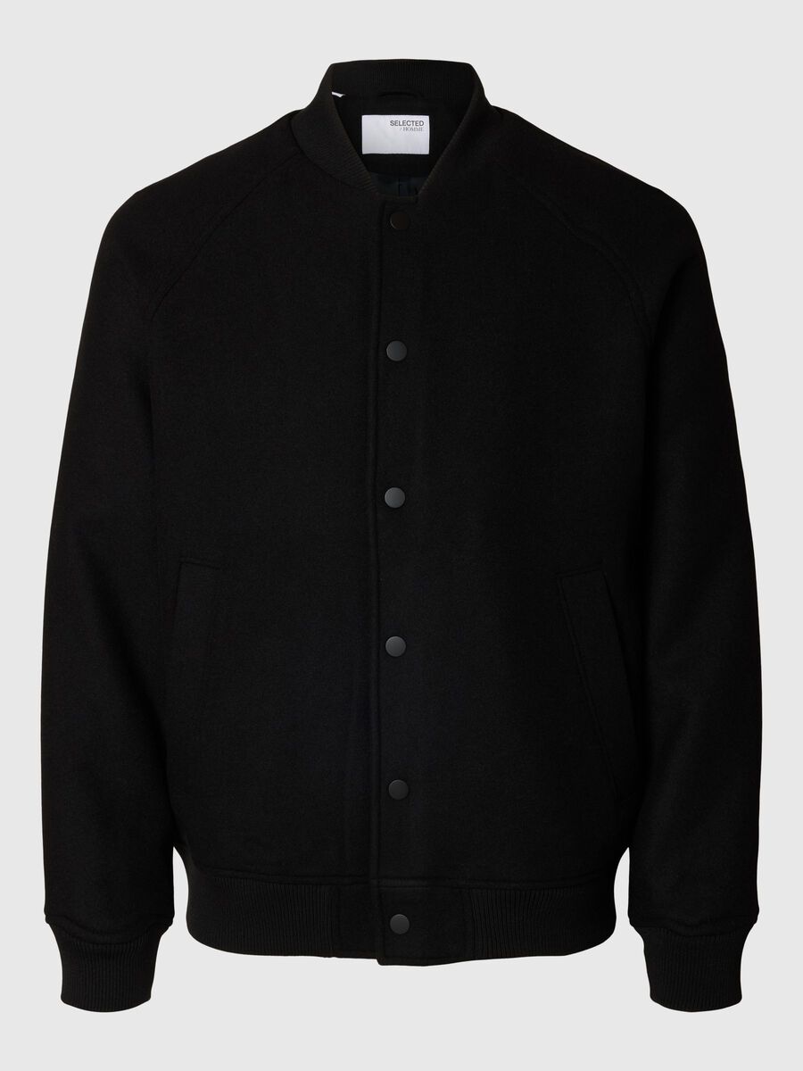 Selected LAINE MÉLANGÉE VESTE BOMBER, Black, highres - 16096640_Black_001.jpg