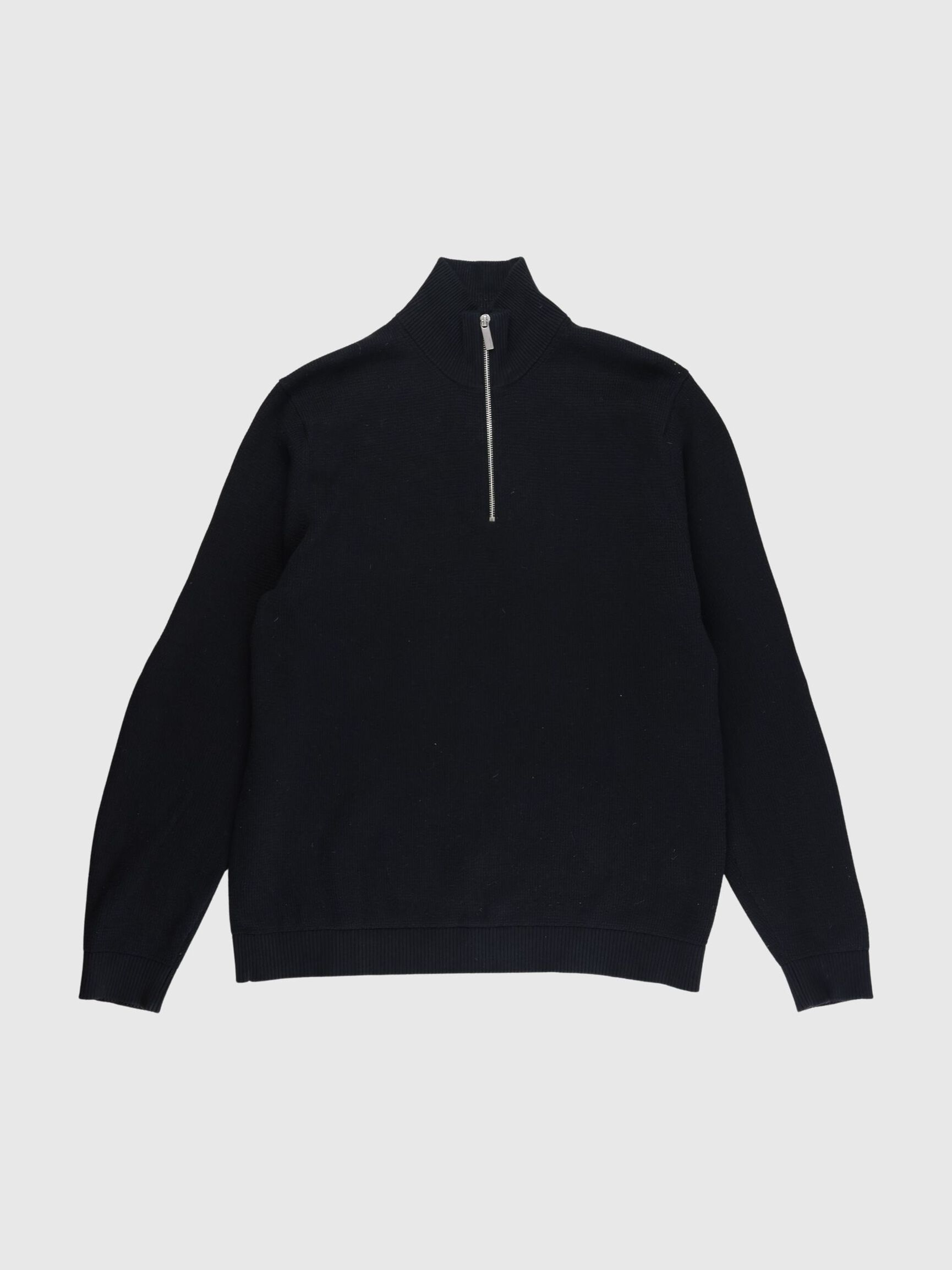 HALVE RITSSLUITING SWEATER, Black, highres