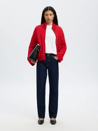 WOOL BLEND CARDIGAN, Equestrian Red, highres