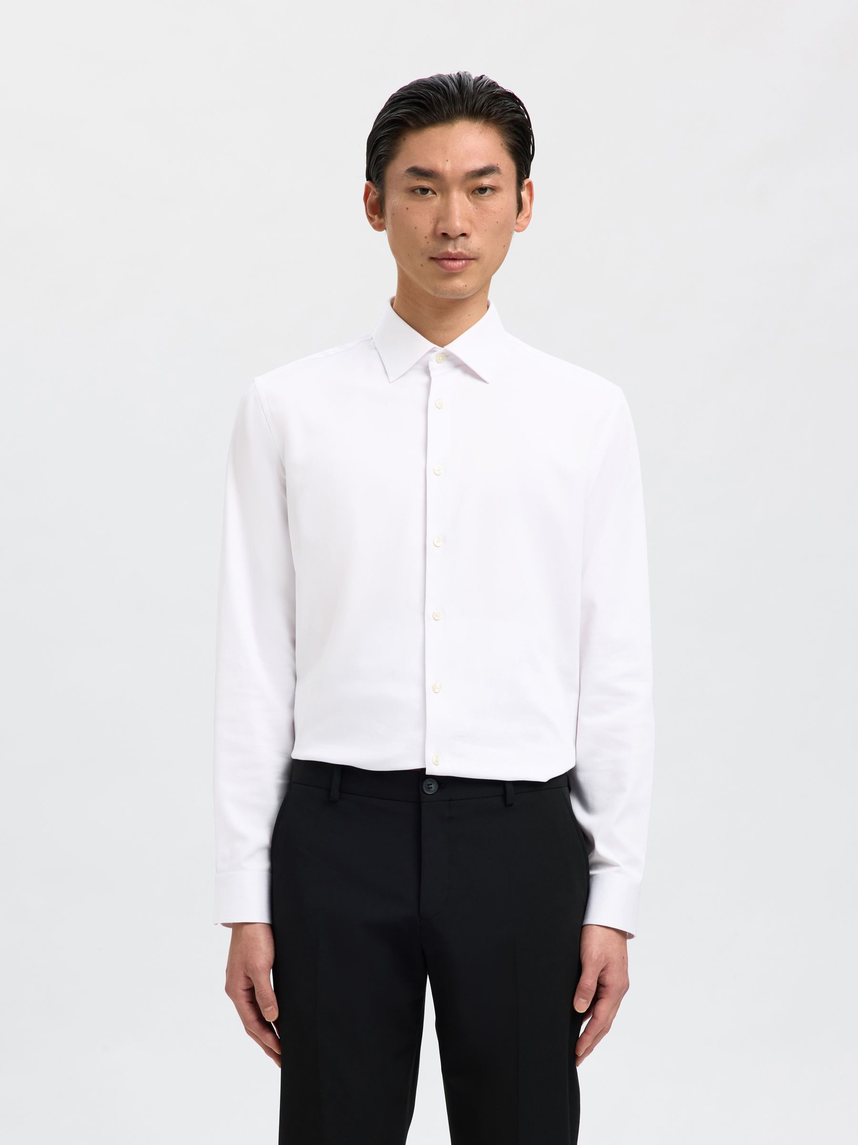 SLIM FIT STRETCH SHIRT, Bright White, highres