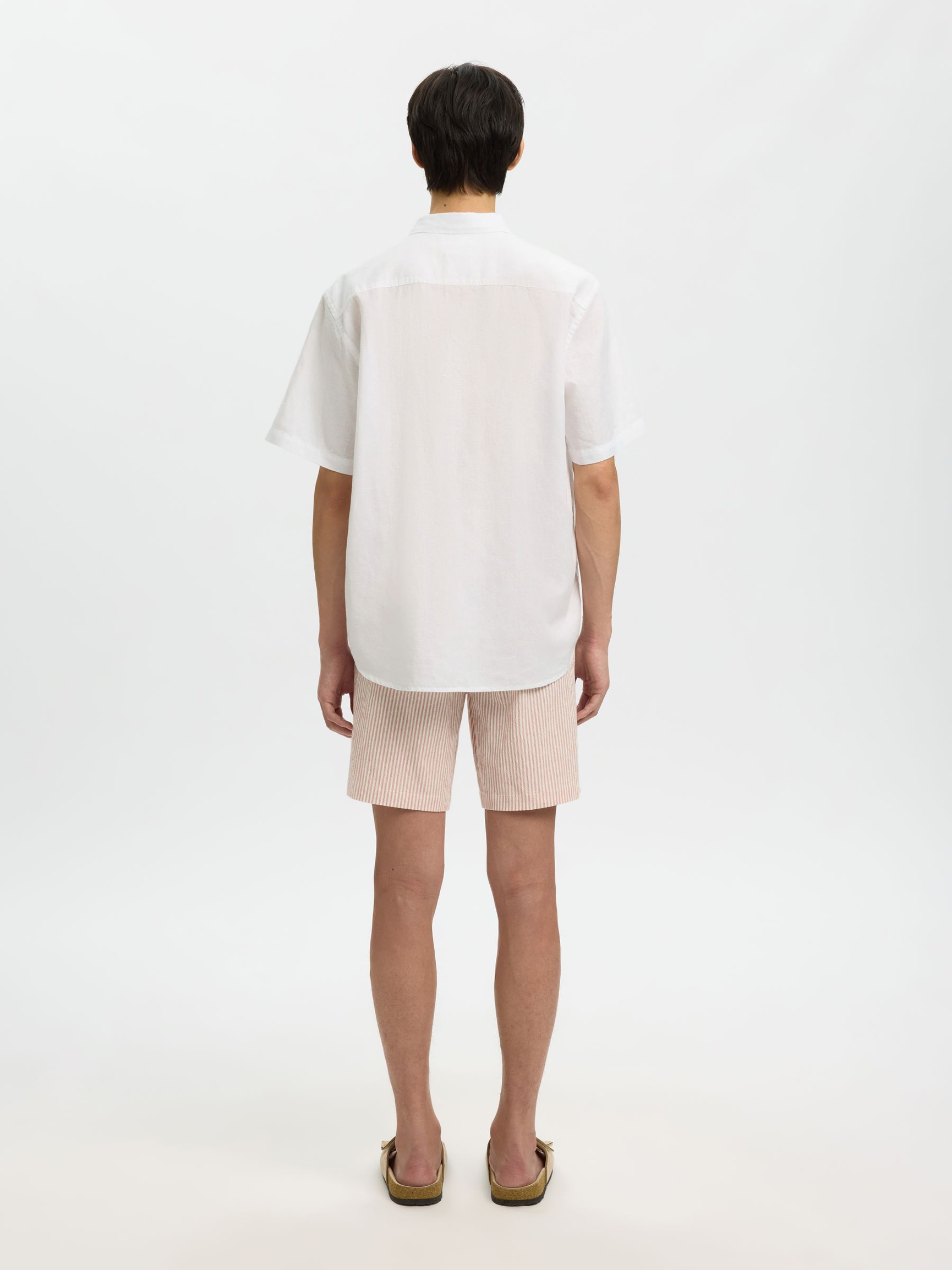 REGULAR FIT SKJORTE I LINBLANDING, Bright White, highres