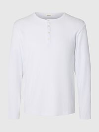 RIBBET KNAP LANGÆRMET T-SHIRT, Bright White, highres