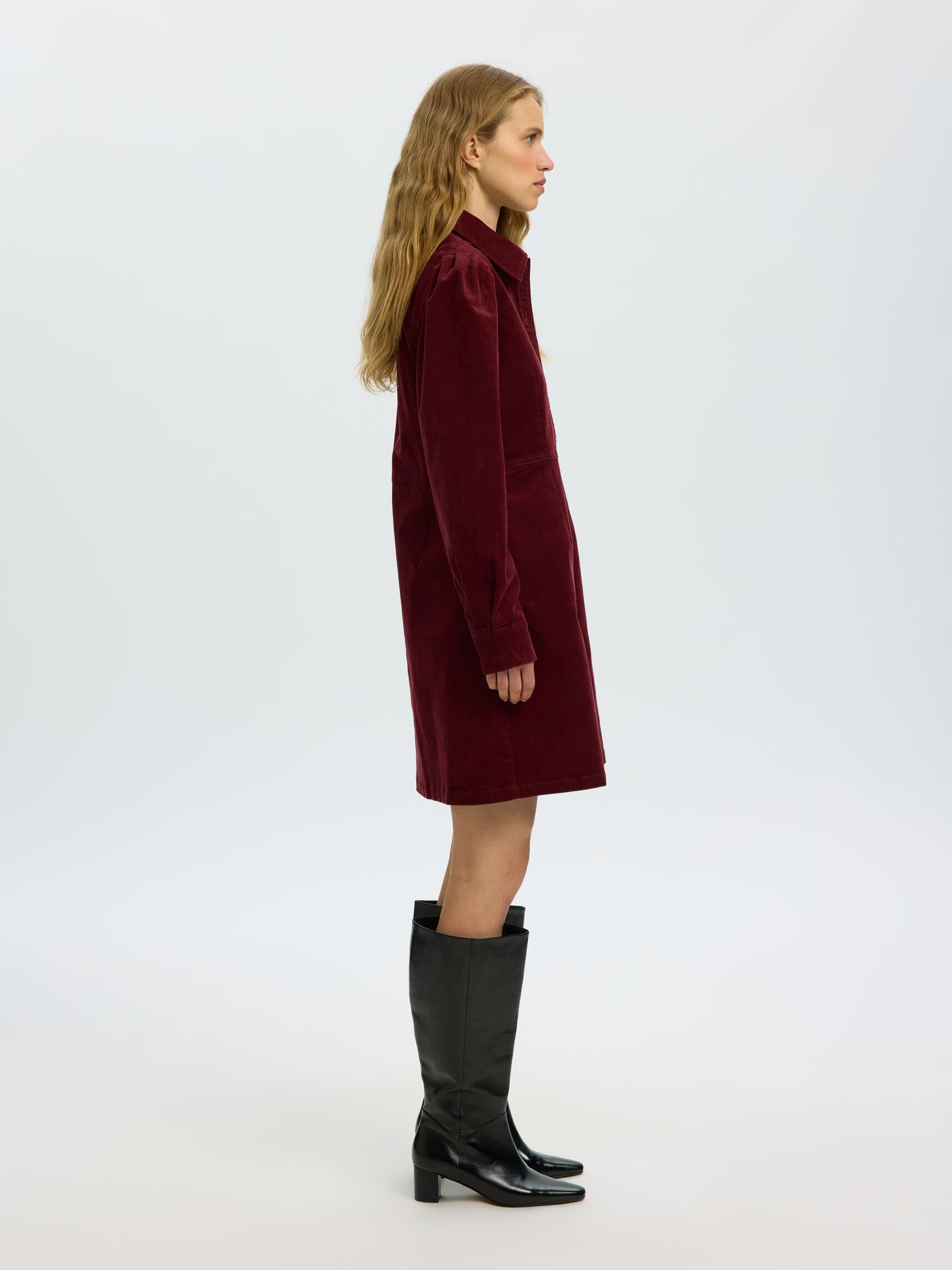 COTTON CORDUROY MINI DRESS, Tawny Port, highres