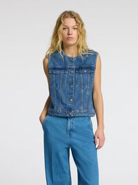 CROPPED JEANSWESTE, Medium Blue Denim, highres