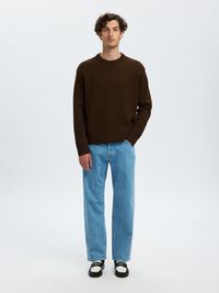 100% WOOL KNITTED JUMPER, Demitasse, highres